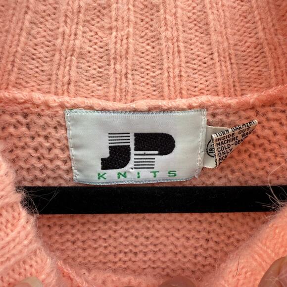 Vintage 80s short sleeve sweater peach JP Knits size 18 - Picture 4 of 6